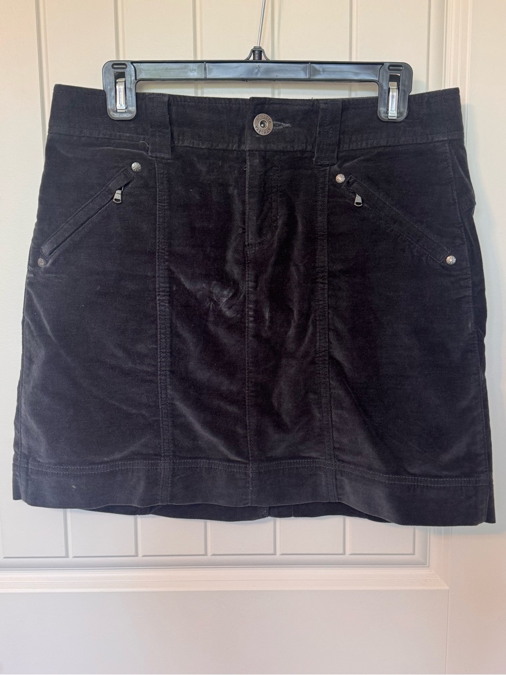 Athleta Roseville Washed Velvet Utility Mini Skirt Grey Size 4